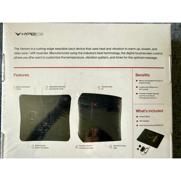 SEALED Hyperice Venom Back Wrap - Advanced Heat, Vibration, Massage Severe Pain - Picture 14 of 15